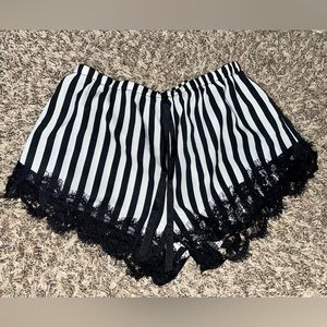 cute satin stripped pajamas shorts